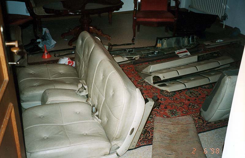 The frontbench after it was removed from the car